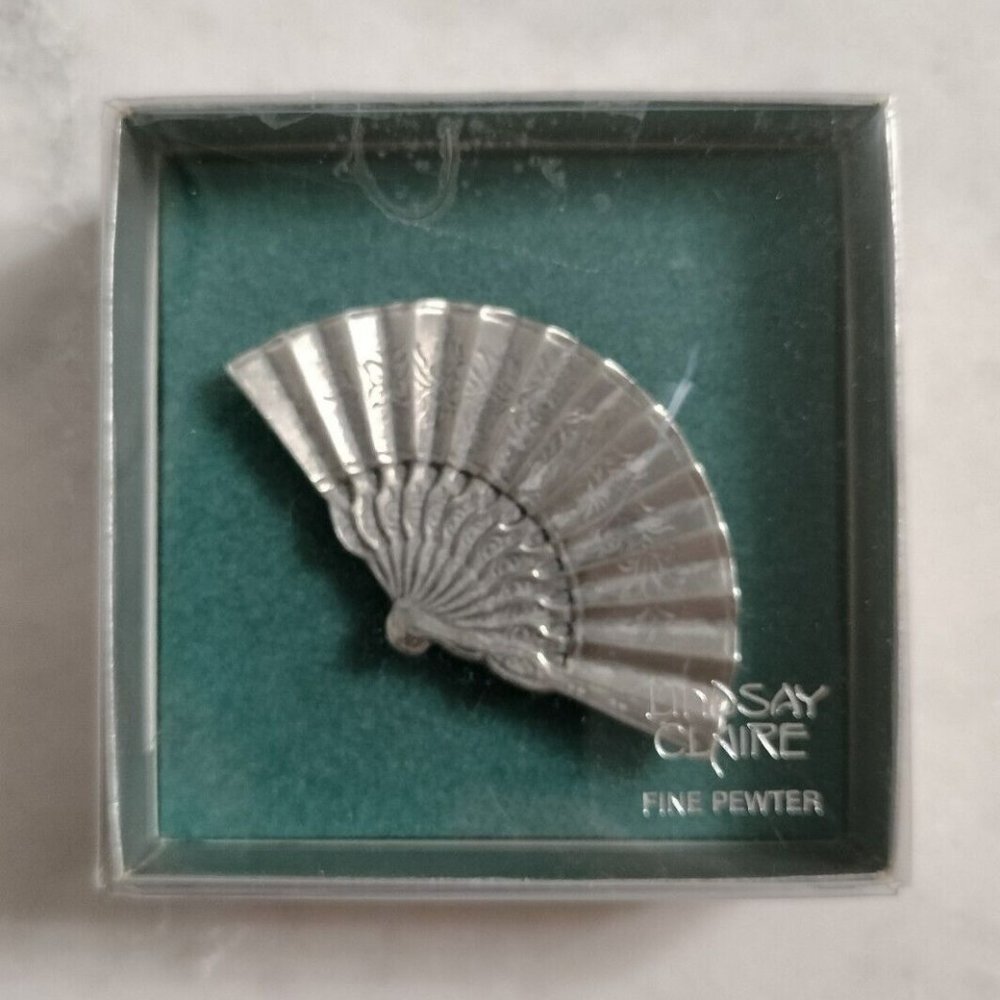 Lindsey Claire Artisan Handcrafted Fine Pewter Collection Fan Pin Brooch